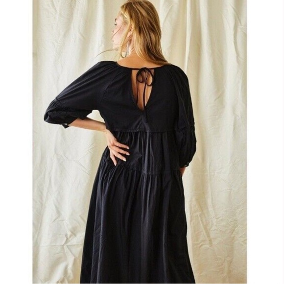 ⭐️NWOT Free People Syd Poplin MIDI Dress with Puff Sleeves⭐️ - Picture 2 of 9